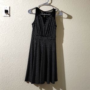 Polka dot dress with sheer shoulders